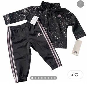 NWT Baby Adidas Tracksuit Set- Pink Glitter Tracksuit Set Size 12 months